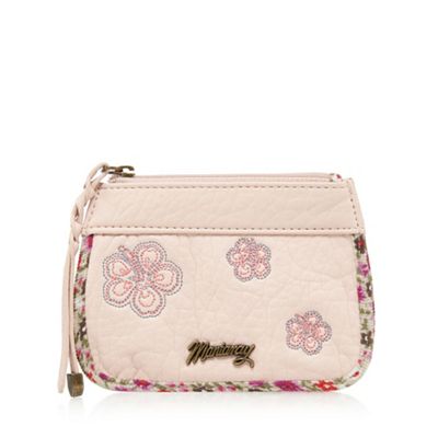 Light pink floral embroidered coin purse